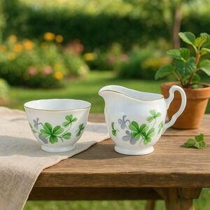 Vintage Adderley Bone China Creamer & Sugar Bowl Set England
